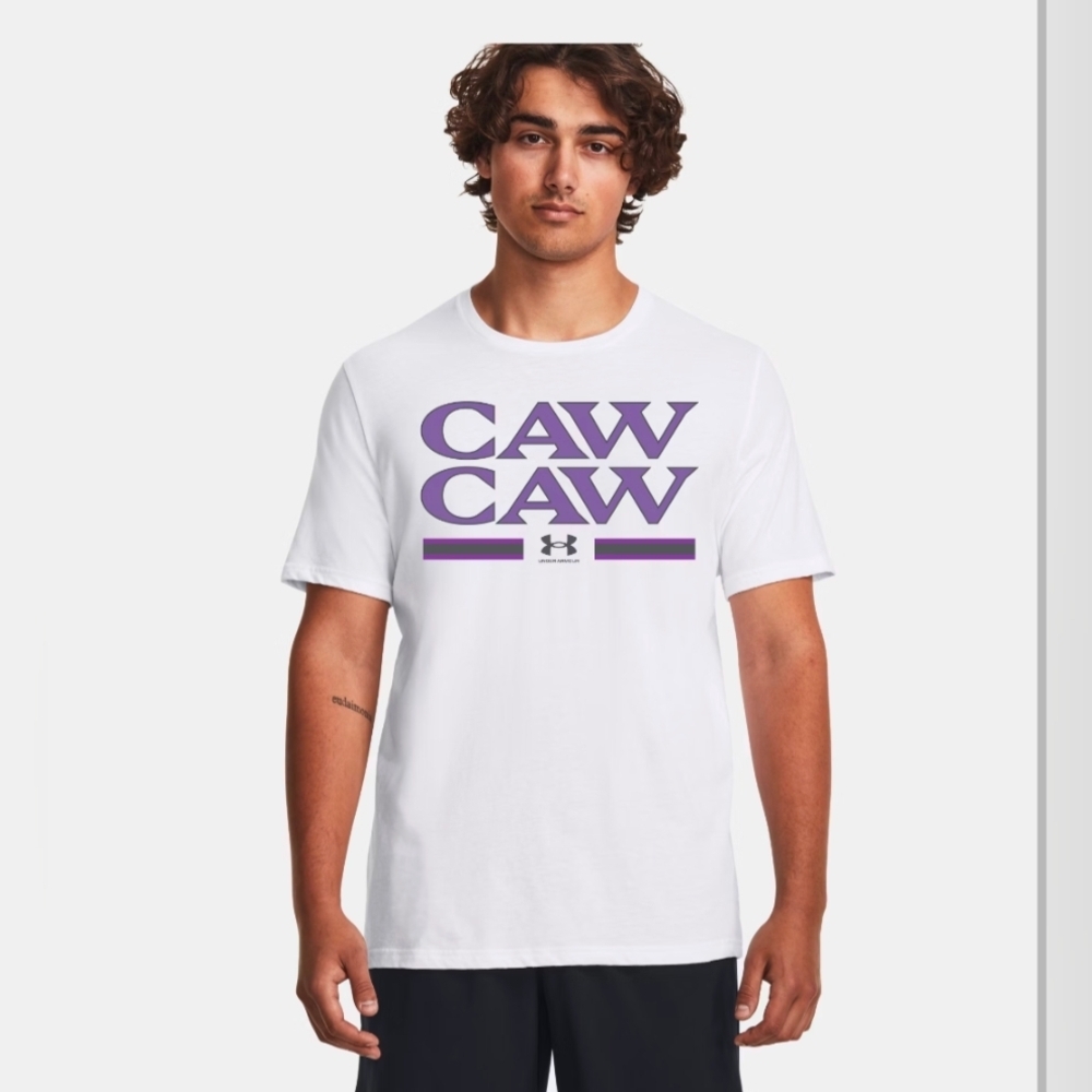 Under Armour Men's White Purple  Graphic T-Shirt Sports Collection College